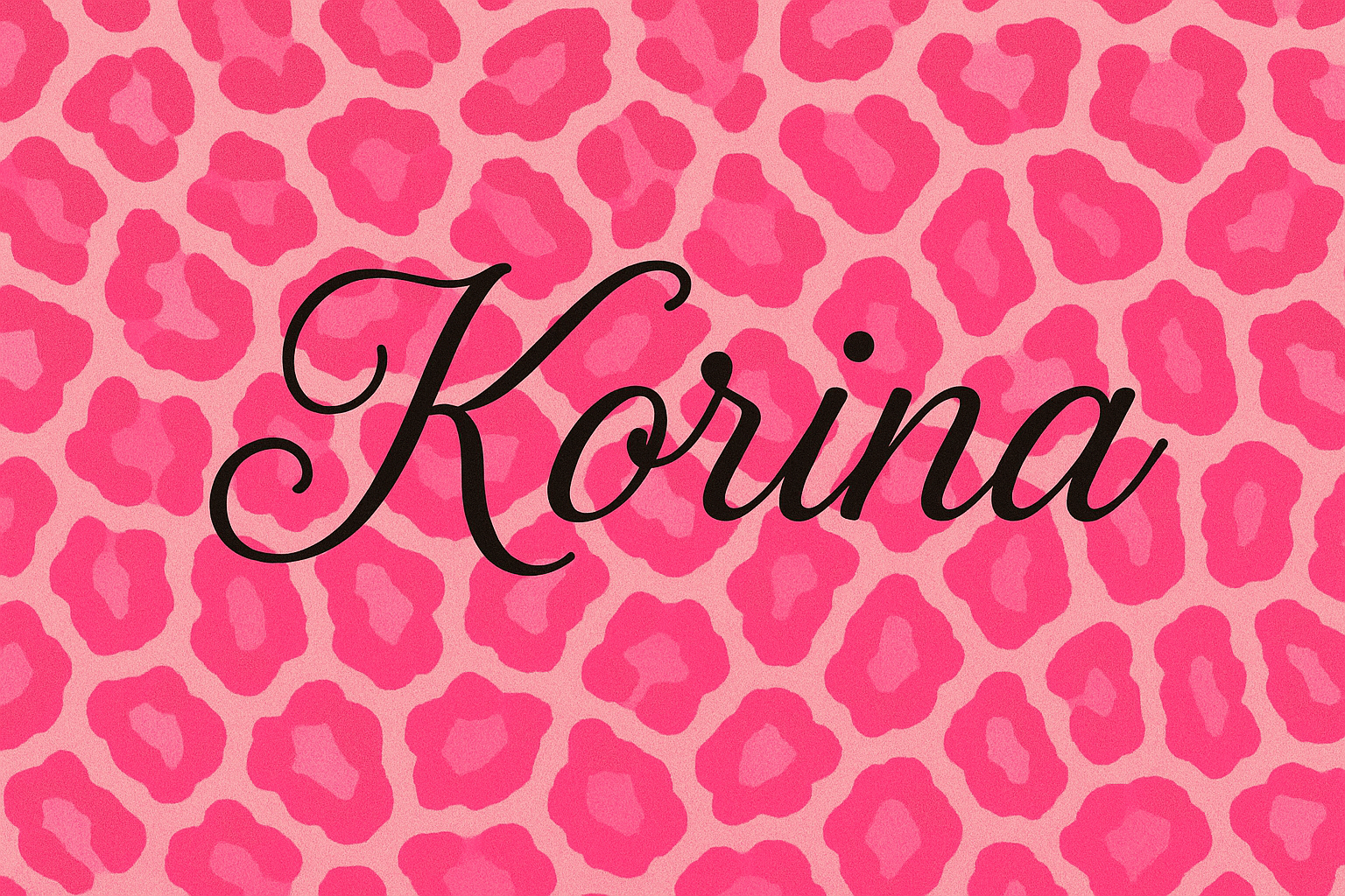 Pink cheetah print with Korina spelled in cursive writing